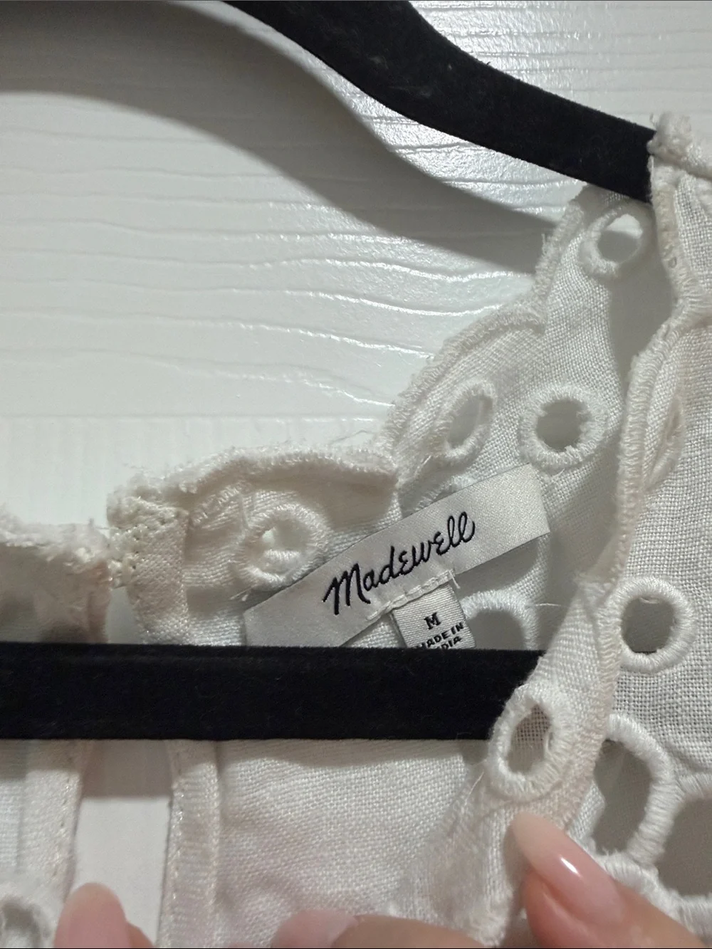 Madewell Embroidered Linen Eyelet High-Low Tank Medium